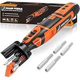 Sharp Pebble Cordless Lawn Mower Blade Sharpener – Adjustable 20°- 40° Angle Guide-Rotary Tool with Replaceable Sharpening Wheel Bits & Fast Rechargeable Battery – Effortless Precision for Lawn Care