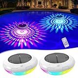 Cootway Floating Pool Lights w/Remote, 6.5 Inch RGB Solar Pool Lights That Float with 9 Dynamic Lighting, IP68 Waterproof Pool Floating Light, Hangable Solar Floating Light for Pools Party Garden(2)