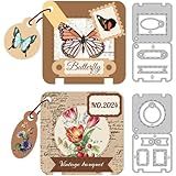 DELORIGIN 2 Sets Label Tags Thin Cutting Dies Greeting Card Die Cut Carbon Steel Die Cuts Stencils Card Scrapbooking Embossingb Template Dies for Craft Paper Making Albums Birthday Gift Decor