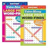 KAPPA Take Along Large Print Word Finds Puzzle Book - 8" x 5" Digest Size 2 Titles, Word Search Find Words Books for Adults Teens, Training Learning with Game, 2-Pack