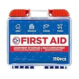 Be Smart Get Prepared 110 pc First Aid Kit: Clean, Treat, Protect Minor Cuts, Home, Office, Car, School, Business, Travel, Emergency, Outdoor, Camping & Sports, FSA/HSA (Packaging may vary)