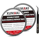 XUMAKI 2mm / 3mm x 50M LCD Repair Tape Phone Screen Adhesive Tape LCD Touch Screen Repair Tape with 1 Tweezers for Cell Phone, iPad, Tablets, Laptops, LCD Screen