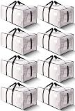 HOMESURE Supports 200lbs Heavy Duty Moving Bags - Strong Zipper & Wrap-Around Handles - Water-Resistant Storage Totes, Durable Alternative to Moving Boxes - 8 Pack - Semi-Transparent