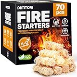 DIMTORI 70 pcs Fire Starter - Natural Fire Starters for Campfires, Fire Pit, Pizza Oven, Fireplace, Smoker, BBQ, Pellet Stove & Wood - Fire Starters for Grill, Charcoal Starter