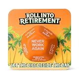 Roll Into Retirement Jumbo Decision Dice — Funny Retirement Gift for Men & Women, Giant Foam Party Dice, Gag Gift for Coworker, Teacher, Nurse, Boss, Retiree (Orange)