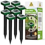 X-PEST 8 Pack Mole Repellent for Lawns Solar Powered Groundhog Spikes, Ultrasonic Mole Stakes for Yard, Waterproof Gopher Repellent to Get Rid of Chipmunk, Vole and Snake for Garden