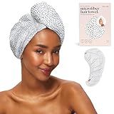 Kitsch Microfiber Hair Towel Wrap for Women - Microfiber Towel, Super Absorbent, Quick Dry, Anti-Frizz - for Long and Short Hairs, Turbans for Women, Wet and Curly Hair Wrap - Micro Dot