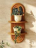 Bamworld Boho Wall Decor Plant Wall Shelf Wood Plant Holder 2 Tier Brown