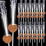 Tujoe 24 Pcs LED Wedding Sparklers Glow Sticks Heart Shape Long Fiber Optic Wands with 3 Light Modes for Send Off Reception Valentine Proposal Carnival Birthday Party Supplies Dance Floor Prop (Brown)