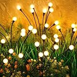 ASMAD Solar Garden Lights, Outdoor Decorations, Firefly Light for Patio Decor, Big Bulb, Unique Gifts for Women, Gifts for Grandma (4-Pack, 32 LEDs)