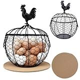 Wire Egg Basket for Gathering Fresh Eggs with Handle | Metal Egg Holder Countertop | Farm Fresh Egg Collecting Basket and Storage Holder | Suitable for Kitchen, Countertop and Farm (About 36 Eggs)