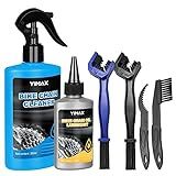 YIMAX Bike Chain Cleaner Set, Bike Cleaners Bicycle Cleaning Kit 100ML Chain Lube and 300ML Cleaning Spray, Bike Cleaner Kit with Brushes Cycling Maintenance, Suitable for All Types of Bike