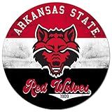 KH Sports Fan Arkansas State Red Wolves Multi-Color Retro Circle Sign, 20x20 Inches, Red Wolves Decor for Dorm Room, Bedroom, Fan Cave, Living Room; Display Your Team Spirit with This Unique Arkansas State Red Wolves Wall Art