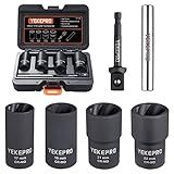YEKEPRO 6 PCS Lug Nut Removal Tool, 1/2-inch Drive Impact Twist Socket Set & Bolt Extractor Set, 17,19,21,22MM Wheel Lock Removal Kit for Removing Damaged, Frozen, Rusted, Nuts & Screws, Cr-Mo Steel