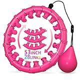 Argvsde Weighted Hula Infinity Fitness Hoop for Adult Weight Loss, 2 in 1 Smart Fitness Workout Hula Circle Hoops with 28 Links(53 Inch), Exercise Fit Hoop Suitable for Women and Beginners
