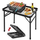 Grovind Folding Grill Table Camping Table with Mesh Desktop, Lightweight & Portable Outdoor Picnic Table, Height Adjustable Portable for Outside Inside Use
