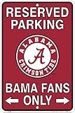 Alabama (Bama) Fans Reserved Parking Sign Metal 8 x 12 embossed