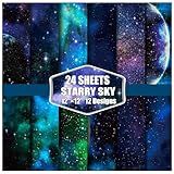 Galaxy Scrapbook Paper, 24 Sheets Space Themed Mixture Colored Scrapbooking Cardstock Folded Flat Specialty Patterned Paper for Card Making Photo Album Home Decoration