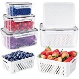 Freshmage Fruit Storage Containers for Fridge with Removable Colander 4 PCS