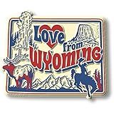 Love from Wyoming Vintage State Magnet by Classic Magnets, 3D Rubber Vintage-Style Collectible Souvenirs and Gifts Made in The USA, 2.5" x 2.1"