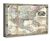 1857 Map of the United States of America 18x24 Stretched Canvas –Civil War Era Map with Historical Boundaries –Vintage Appeal for Living Rooms, Offices, History Buffs, Collectors, and Educational Use