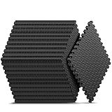 Home Gym Mat, Puzzle Exercise Mat, EVA Interlocking Foam Floor Tiles for Home Workout Equipment and Kids' Play Areas - Black, 24 in x 24 in x ½ in - 12 Tiles (Black, 12 Pack, 48 SQ FT)