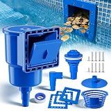 Above Ground Pool Skimmer, Heavy Duty Through-Wall Mount Pool Skimmer Kit with Accessories, Universal Fit for Standard Wall Openings, Klein Blue in-Wall Surface Skimmer Includes Leak-Free Teflon Tape