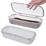 AOZUO 2 Pcs Dishwasher Basket, 18/8 Stainless Steel Dishwasher Silverware Basket, Replacement Utensil Rectangular Mesh Drain for Small Items Bottle Accessories Scoops Forks Chopsticks Cleaning, Large
