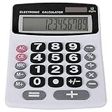 Lily' Home Jumbo 12 Digit with Solar Power, Large LCD Display - Desktop Calculator, Dual Power, Large Button Design, Battery Operation, Easy-to-Read Tilted, for Home, Office, School, Class & Business