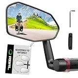RBRL Bicycle Mirror, Extra Large Bike Mirror, 360° Adjustable Shatterproof and Durable Bar End Rear View Mirror Bicycle, Side Mirrors for E-Bike (Left)