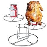 Beer Can Chicken Holder -2 pcs for Grill Oven Smoker Sturdy Stainless Steel Beer Butt Chicken Holder for Whole Chicken Roaster Easy to Use and Clean Chicken Rack for Tender and Juicy Chicken Turkey