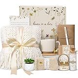 Lepiche Birthday Gifts for Women, Get Well Soon Self Care Package Box, Sending Hug Baskets Thinking of You Inspirational Gift for New Mom Best Friend Birthday (Ivory)