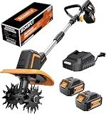 SOARFLY Cordless Tiller Cultivator for Gardening, Dual 4.0Ah Batteries
