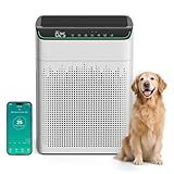 FLANUR Air Purifiers for Home Large Room Up to 1690 ft² Double-sided Air Inlet Smart WiFi Alexa Compatible PM 2.5 Air Quality Monitor for Smoke and Odor 23dB Quiet 1 Pack+2 Pack HEPA Filters White