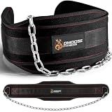 DMoose Fitness Dip Belt for Weight Lifting, Pullup, Squats & Dips - 36" Robust Steel Chain & Comfortable Neoprene Padding Supports 350lbs, Gym Weight Belt for Strength Training Workout (Black Legacy)