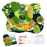 CRAFT CLUB Forest Floor Moss Rug Kit | DIY Nature Rug with Non-Slip Backing | 24 Yarn Types | Tools | Canvas & Video Tutorials | Ideal for Beginners & Experienced Crafters