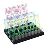 PH PandaHall 15 Slots Wooden Ruler Display Stand Quilting Ruler Holder 4mm Black Grids Rulers Rack Sewing Rulers Storage Rack Template Organizer for Sewing Supplies Accessories Table 8x6.5 Inch