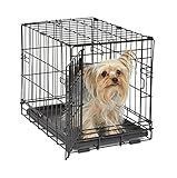 Midwest Homes for Pets 18-Inch iCrate Folding Dog Crate with Divider Panel, Leak-Proof Tray & Secure Latches – Metal Wire Kennel for Tiny Breeds – Portable, Durable & Easy to Assemble