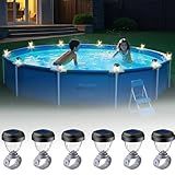 JEMULICE Solar Pool Lights for Above Ground Pools, LED Energy Saving Warm White Light, Waterproof for Frame Swimming Pools Night Accessories (6 Pcs)