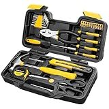 CARTMAN 39-Piece Home Tool Set Kit, Essential Household Hand Tools with Plastic Storage Case, Yellow