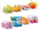 Oizeir 8 Pack Clear Plastic Storage Bins with Handles – Stackable Fridge Organizer Bins for Refrigerator, Freezer, Pantry, Kitchen Cabinet & Cupboard Organization, BPA-Free Acrylic, Transparent