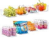 Oizeir 8 Pack Clear Plastic Fridge Organizer Bins - Stackable Refrigerator & Pantry Storage Bins with Handles for Snacks, Freezer, Kitchen Cupboard, and Cabinet Organization