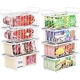 iSPECLE Chest Freezer Organizer Bins - 8 Pack Small Stackable Deep Freezer Organizer Bins for Most 7 Cu.FT Freezer Sort Frozen Meats, Freezer Storage Bins Easy Access Food without Digging, White