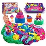 YIDESTARS Sensory Play Kit: Sand Art & Ice Cream Toy - 4lbs Colorful Sand,Molds,Tools,Sandbox w/Lid - Fun Gift for Kids(3-8)