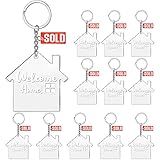 Inbagi 12 Sets House Acrylic Keychain Real Estate Agent Keychain Welcome Home House Shaped Clear Blank DIY New Home Housewarming Gift for Real Estate Supplies Bulk Gifts Family Client Buyer Customer