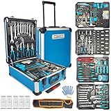 Arcwares 799pcs Aluminum Trolley Case Tool Set Silver, House Repair Kit Set, Household Hand Tool Set, with Tool Belt