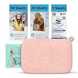 HP Sprocket 2x3 Instant Smartphone Photo Printer 75 Sheets Bundle - Bluetooth Portable Color Wireless Mobile Printer (Pink) Zink Sticky-Back Photos