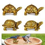 Kahedincy 4 Pcs Copper Bird Bath Disk Accessories Decorations, Mini Turtle Birdbath Purification Plate for Outdoor Outside Birdbaths, Bowl Decor