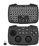 (Backlit Version)Rii RK707 3 in 1 Multifunctional 2.4GHz Wireless Portable Game Controller 62-Key Rechargeable Keyboard Mouse Combo Turbo Vibration Function for PC/Raspberry pi2/Android TV Google/TV B