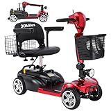 30-60 Miles Ecomobi MS02 Long Range 4 Wheels Electric Mobility Scooter for Adults/Seniors, 350W E-Wheelchair Device w/25Ah Extended Battery, Dual Baskets Compact Mobile for Travel